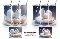 3D White Fox Christmas snow | Tumbler Sublimation Wrap Product Image 4