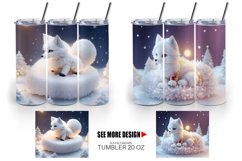 3D White Fox Christmas snow | Tumbler Sublimation Wrap Product Image 5