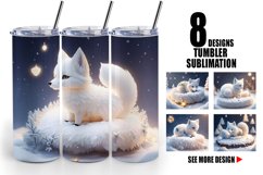 3D White Fox Christmas snow | Tumbler Sublimation Wrap Product Image 1