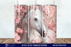 3D White Horse Pink Tumbler Wrap Product Image 1