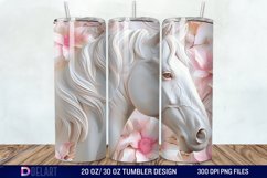 3D White Horse Pink Tumbler Wrap Product Image 1
