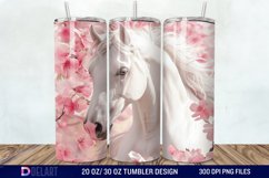 3D White Horse Pink Tumbler Wrap Product Image 1