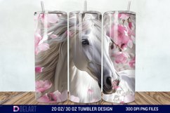 3D White Horse Pink Tumbler Wrap Product Image 1