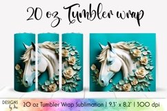 3d Horse Tumbler Wrap Sublimation | 20oz Tumbler Wrap Product Image 1