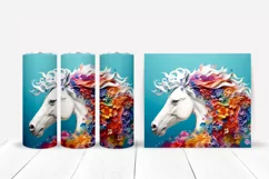3d Horse Tumbler Wrap Sublimation 20oz | 3d Rainbow Flowers Product Image 2