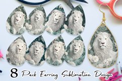 Earring teardrop sublimation 3D White Lion Product Image 1
