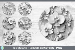 Bundle of six Sculpture Orchid Round Coaster designs.