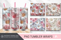 3D White Pink Daisies Flowers Tumbler Wrap Product Image 1