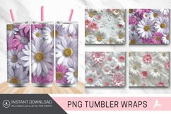 3D White Pink Daisies Flowers Tumbler Wrap Product Image 1