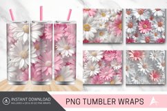 3D White Pink Daisies Flowers Tumbler Wrap Product Image 1