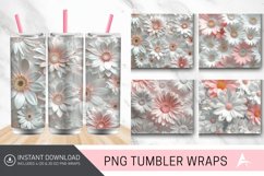 3D White Pink Daisies Flowers Tumbler Wrap Product Image 1