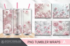 3D White Pink Dandelions Flowers Tumbler Wrap Product Image 1