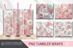 3D White Pink Dandelions Flowers Tumbler Wrap Product Image 1