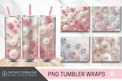 3D White Pink Dandelions Flowers Tumbler Wrap Product Image 1