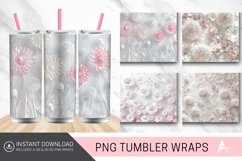 3D White Pink Dandelions Flowers Tumbler Wrap Product Image 1
