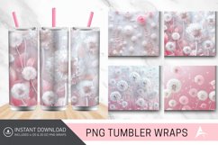 3D White Pink Dandelions Flowers Tumbler Wrap Product Image 1