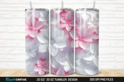 3D White Pink Floral 20/30oz Skinny Tumbler Product Image 1