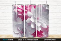 3D White Pink Floral 20/30oz Skinny Tumbler Product Image 1