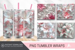 3D White Pink Lilies Flowers Tumbler wrap Product Image 1