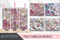 3D White Pink Lilies Flowers Tumbler wrap Product Image 1