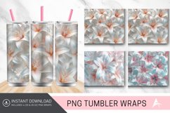 3D White Pink Lilies Flowers Tumbler wrap Product Image 1