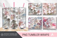 3D White Pink Lilies Flowers Tumbler wrap Product Image 1