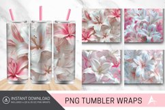 3D White Pink Lilies Flowers Tumbler wrap Product Image 1