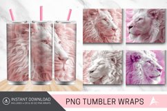 3D White Pink Lion Tumbler Wrap Product Image 1