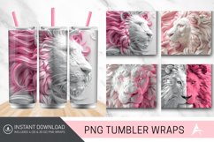 3D White Pink Lion Tumbler Wrap Product Image 1