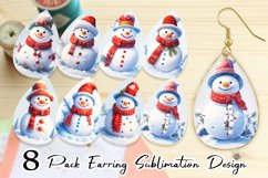 3D White Snowman Earring teardrop sublimation design Product Image 1