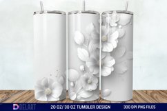 3D White Wild Flowers Bouquet Tumbler Wrap Product Image 1