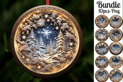 3D Winter Round Christmas Ornaments Sublimation Bundle Png Product Image 1