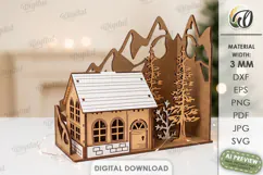 Winter Stand Laser Cut. Standing Decor. Winter Scene SVG Product Image 1