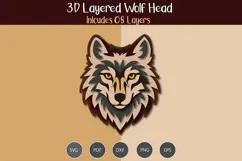 3D Layered Wolf Head SVG Product Image 2