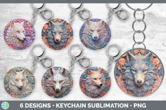 Bundle of six Sculpture Wolves Keychain designs.