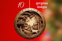 3D Wood Carving Round Ornaments Bundle | Deer Ornaments PNG Product Image 2