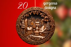 3D Christmas Sublimation PNG Bundle | Wood Carving Ornaments Product Image 2