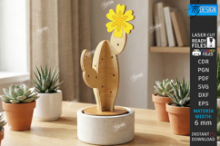 3D Wooden Cactus Laser Cut | Standing Succulent Desk Decor Product Image 1
