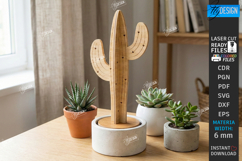 3D Wooden Cactus Laser Cut | Standing Succulent Desk Decor Product Image 1