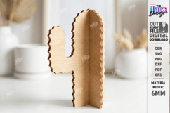3D Wooden Cactus Laser Cut | Standing Succulent Desk Decor Product Image 1