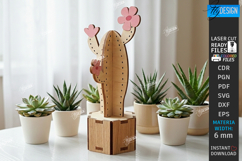 3D Wooden Cactus Laser Cut | Standing Succulent Desk Decor Product Image 1