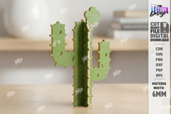 3D Wooden Cactus Laser Cut | Standing Succulent Desk Decor Product Image 1