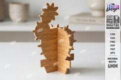 3D Wooden Cactus Laser Cut | Standing Succulent Desk Decor Product Image 1