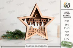 Layered Christmas Star Laser Cut. Standing Decor SVG Product Image 1