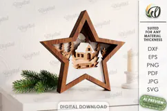 Layered Christmas Star Laser Cut. Standing Decor SVG Product Image 1