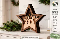 Layered Christmas Star Laser Cut. Standing Decor SVG Product Image 1