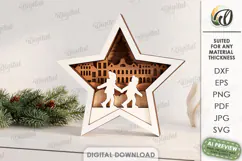 Layered Christmas Star Laser Cut. Standing Decor SVG Product Image 1