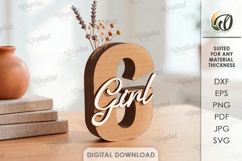 3D Word stand decor Laser Cut. Girl SVG. Flower holder Product Image 1