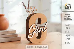 3D Word stand decor Laser Cut. Girl SVG. Flower holder Product Image 1