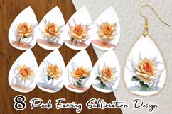 3D Yellow Flower with Water Splash Earring teardrop sublimat Product Image 1